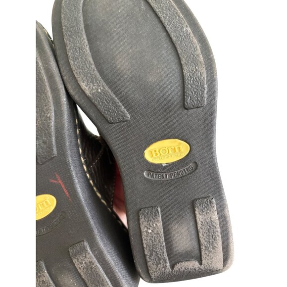 Born Girls Brown Leather Mary Jane Clogs Adjustable Buckle Strap Comfort - Picture 10 of 14